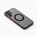 Magnetic Phone Case for Samsung Galaxy Shockproof Frosted Matte Cover with Wireless Charging Ring Camera and Screen Protection