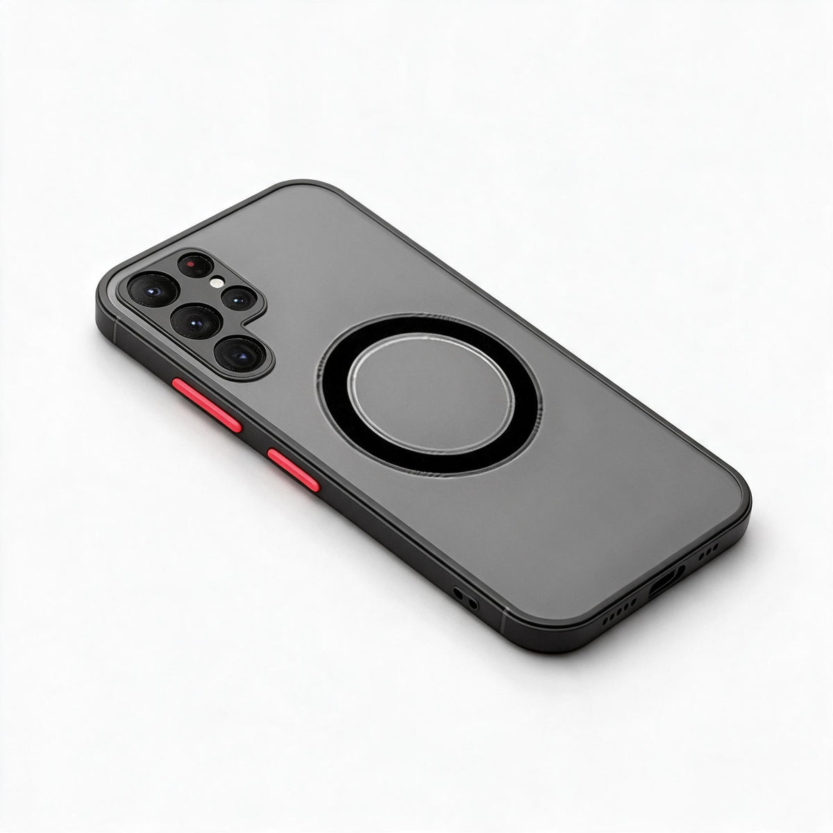 Magnetic Phone Case for Samsung Galaxy Shockproof Frosted Matte Cover with Wireless Charging Ring Camera and Screen Protection