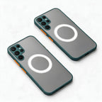 Magnetic Phone Case for Samsung Galaxy Shockproof Frosted Matte Cover with Wireless Charging Ring Camera and Screen Protection