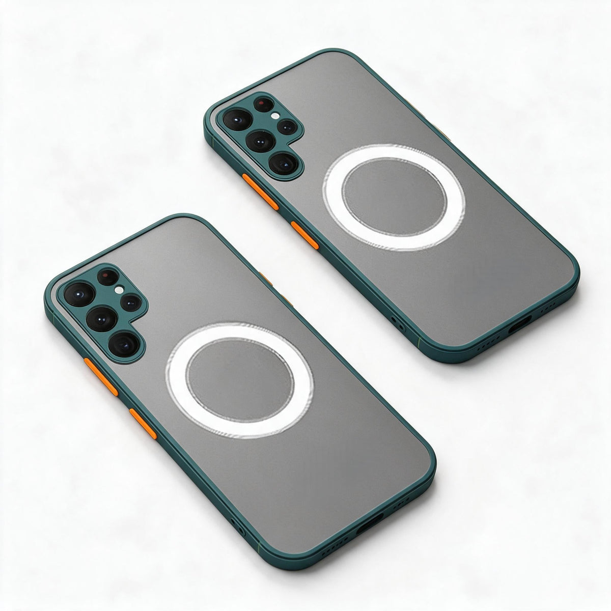 Magnetic Phone Case for Samsung Galaxy Shockproof Frosted Matte Cover with Wireless Charging Ring Camera and Screen Protection
