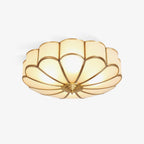 Scalloped Glass Flush Mount Ceiling Light with Brass Petal Frame for Bedroom