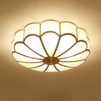 Scalloped Glass Flush Mount Ceiling Light with Brass Petal Frame for Bedroom