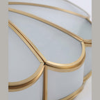Scalloped Glass Flush Mount Ceiling Light with Brass Petal Frame for Bedroom