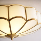 Scalloped Glass Flush Mount Ceiling Light with Brass Petal Frame for Bedroom