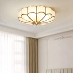 Scalloped Glass Flush Mount Ceiling Light with Brass Petal Frame for Bedroom
