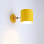 Scandinavian Adjustable Wall Sconce with Wooden Arm and Pastel Metal Shade