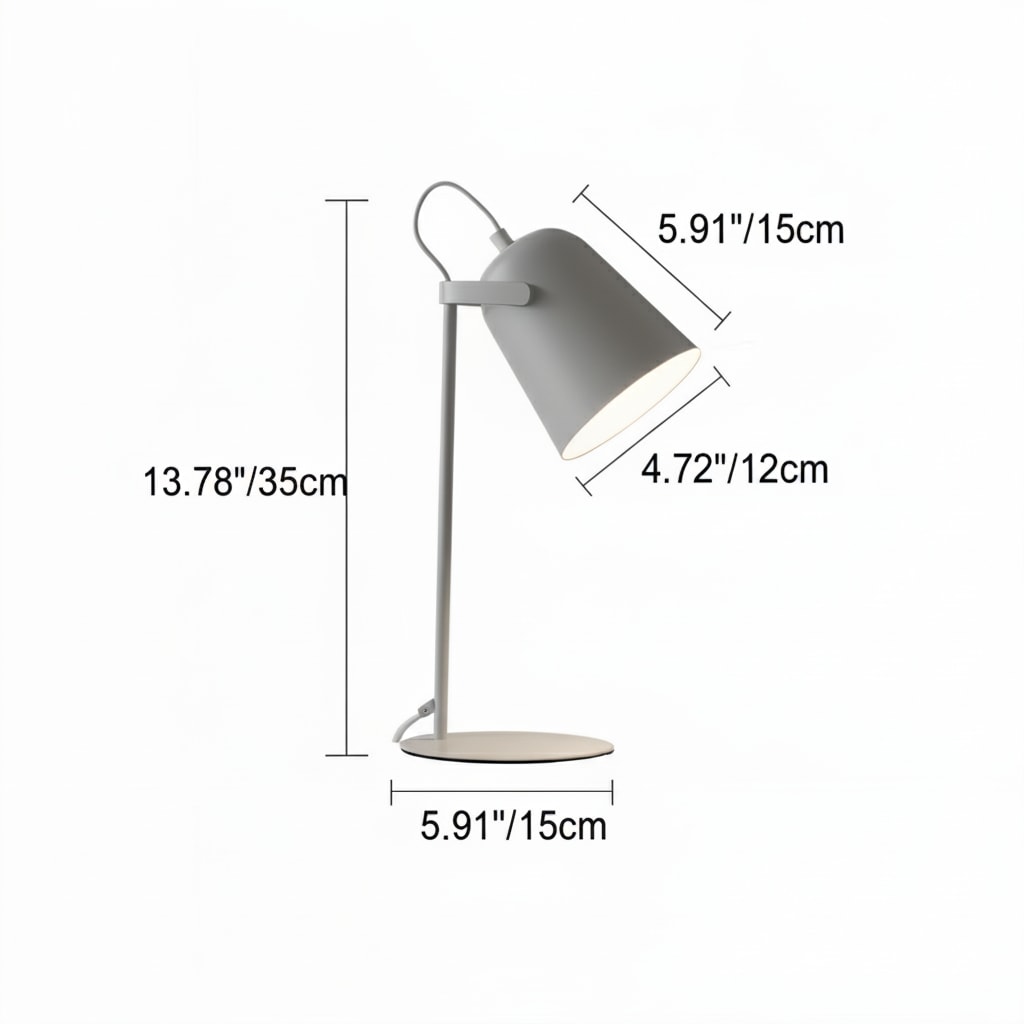 Scandinavian Metal Desk Lamp with Adjustable Arm and Tilting Shade