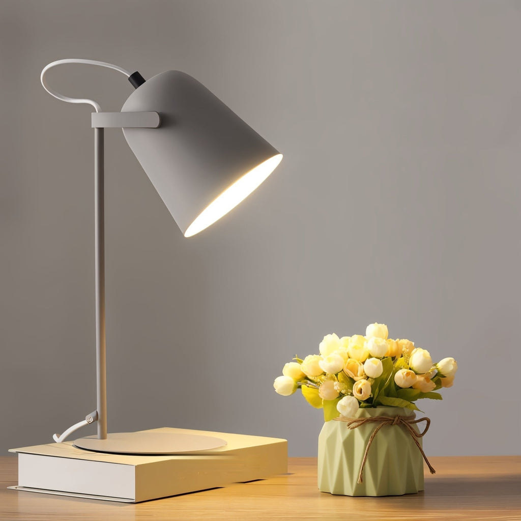 Scandinavian Metal Desk Lamp with Adjustable Arm and Tilting Shade