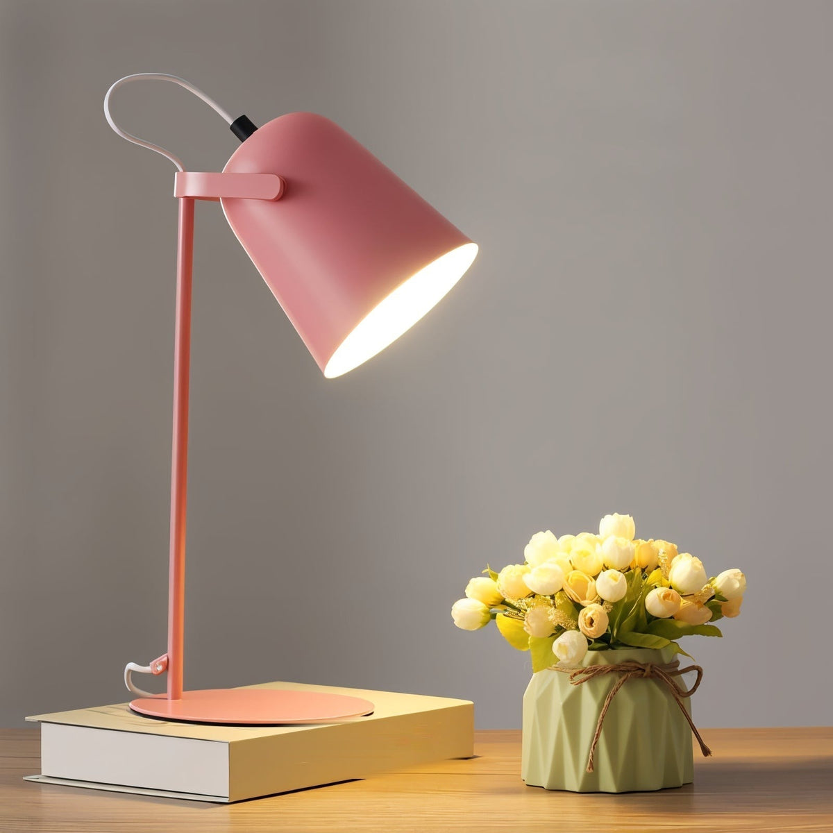 Scandinavian Metal Desk Lamp with Adjustable Arm and Tilting Shade