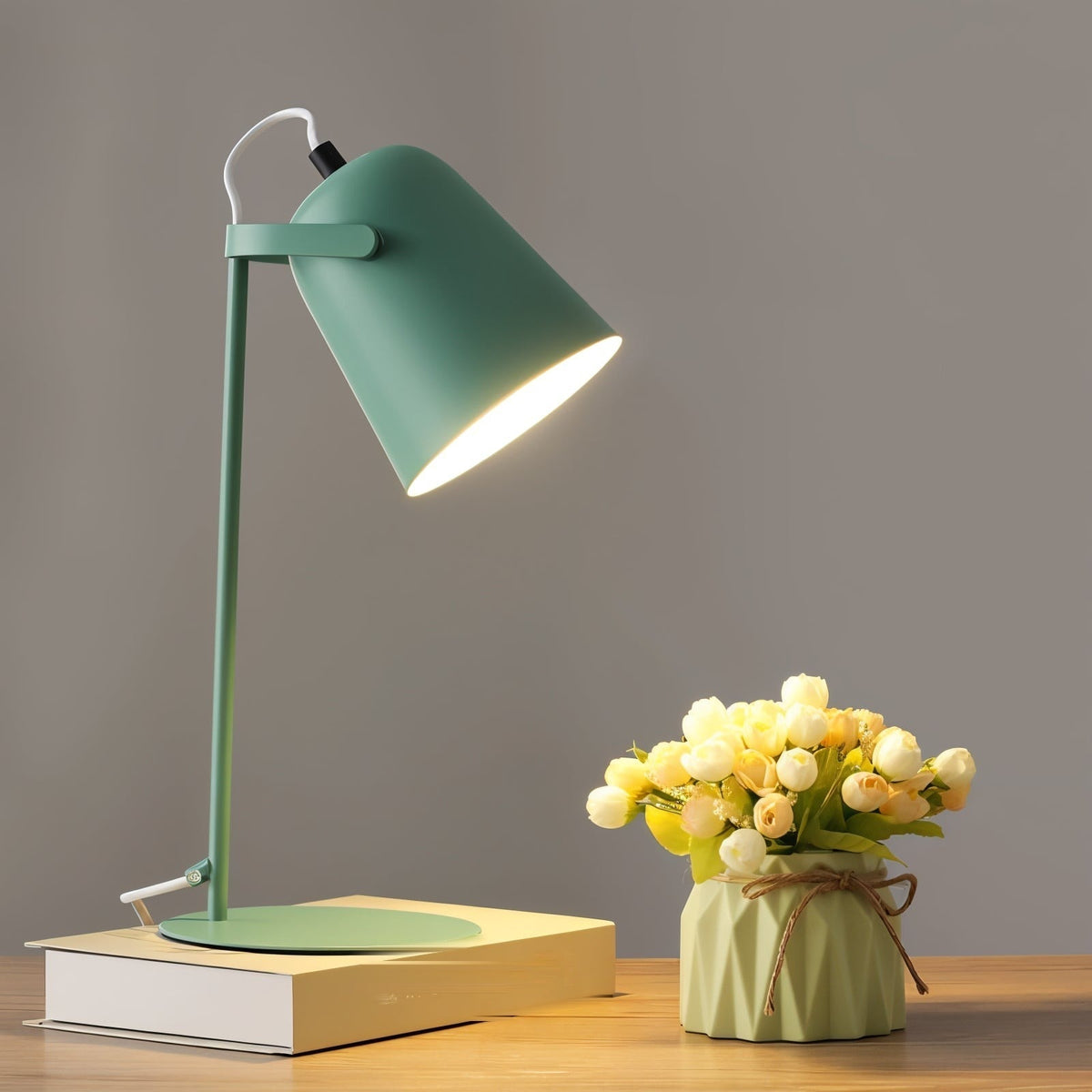 Scandinavian Metal Desk Lamp with Adjustable Arm and Tilting Shade