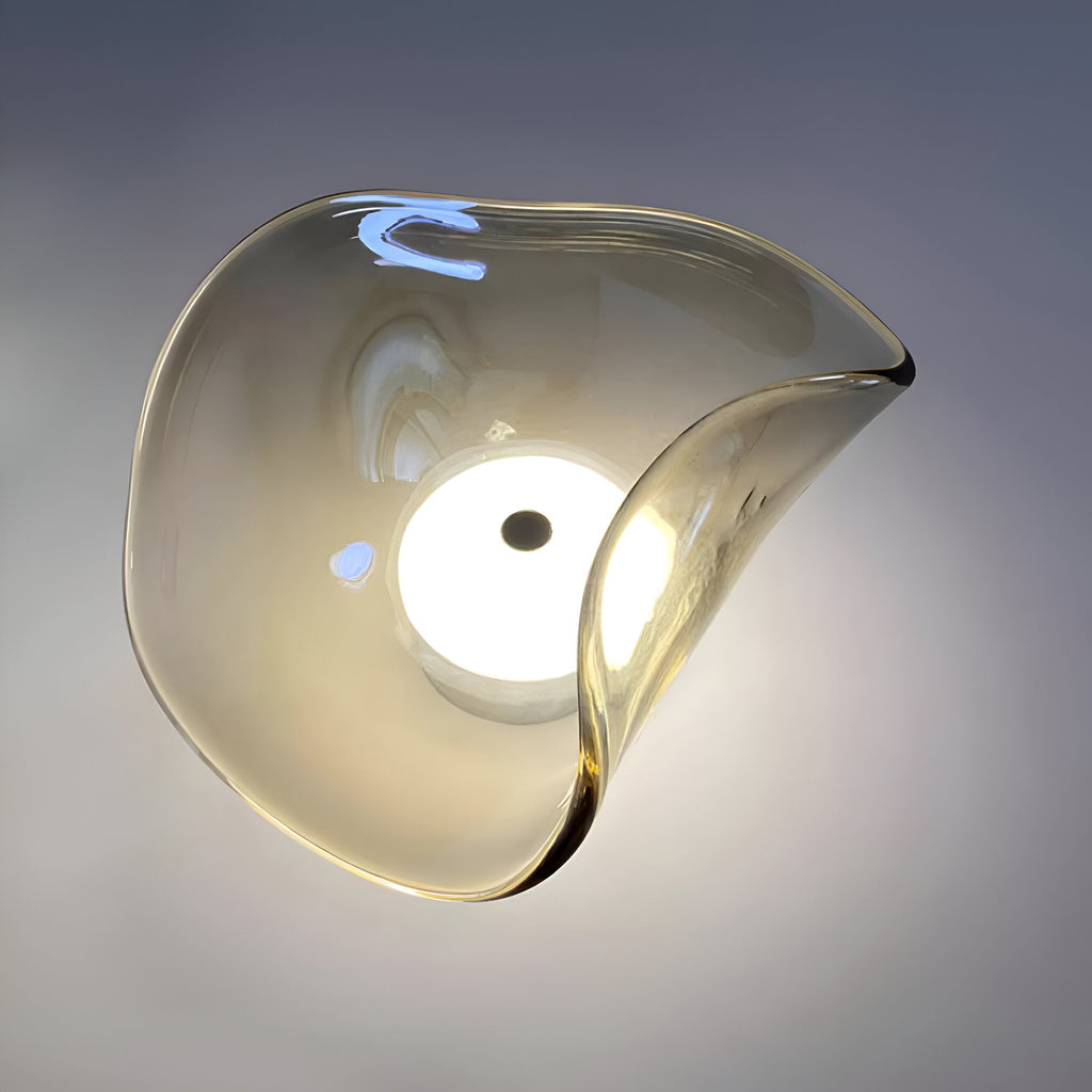 Sculpted Curved Glass Wall Sconce with Up and Down Glow