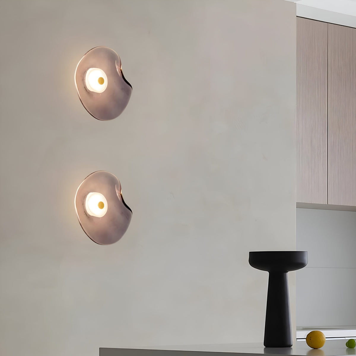 Sculpted Curved Glass Wall Sconce with Up and Down Glow