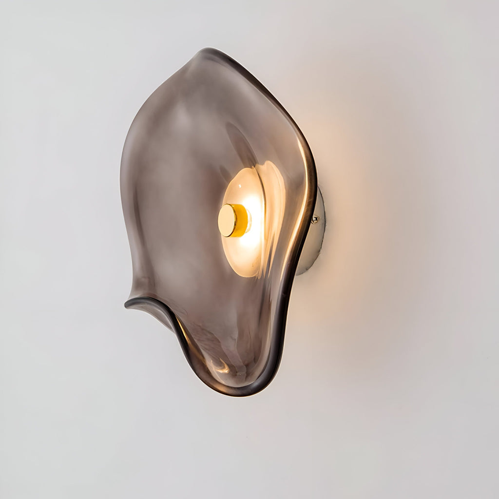 Sculpted Curved Glass Wall Sconce with Up and Down Glow