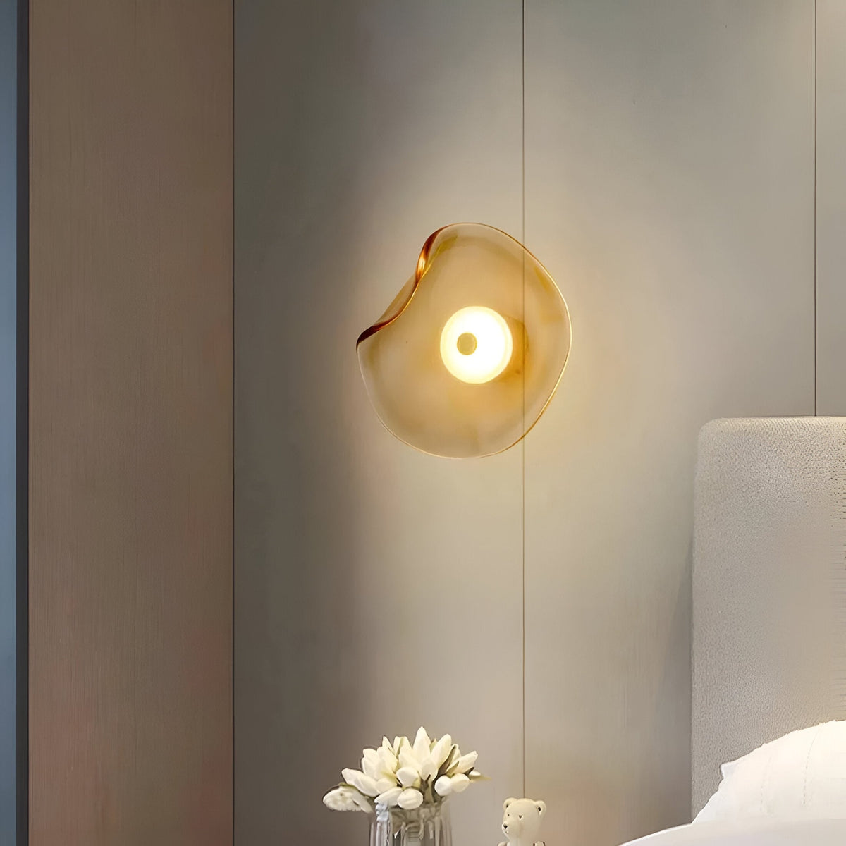 Sculpted Curved Glass Wall Sconce with Up and Down Glow