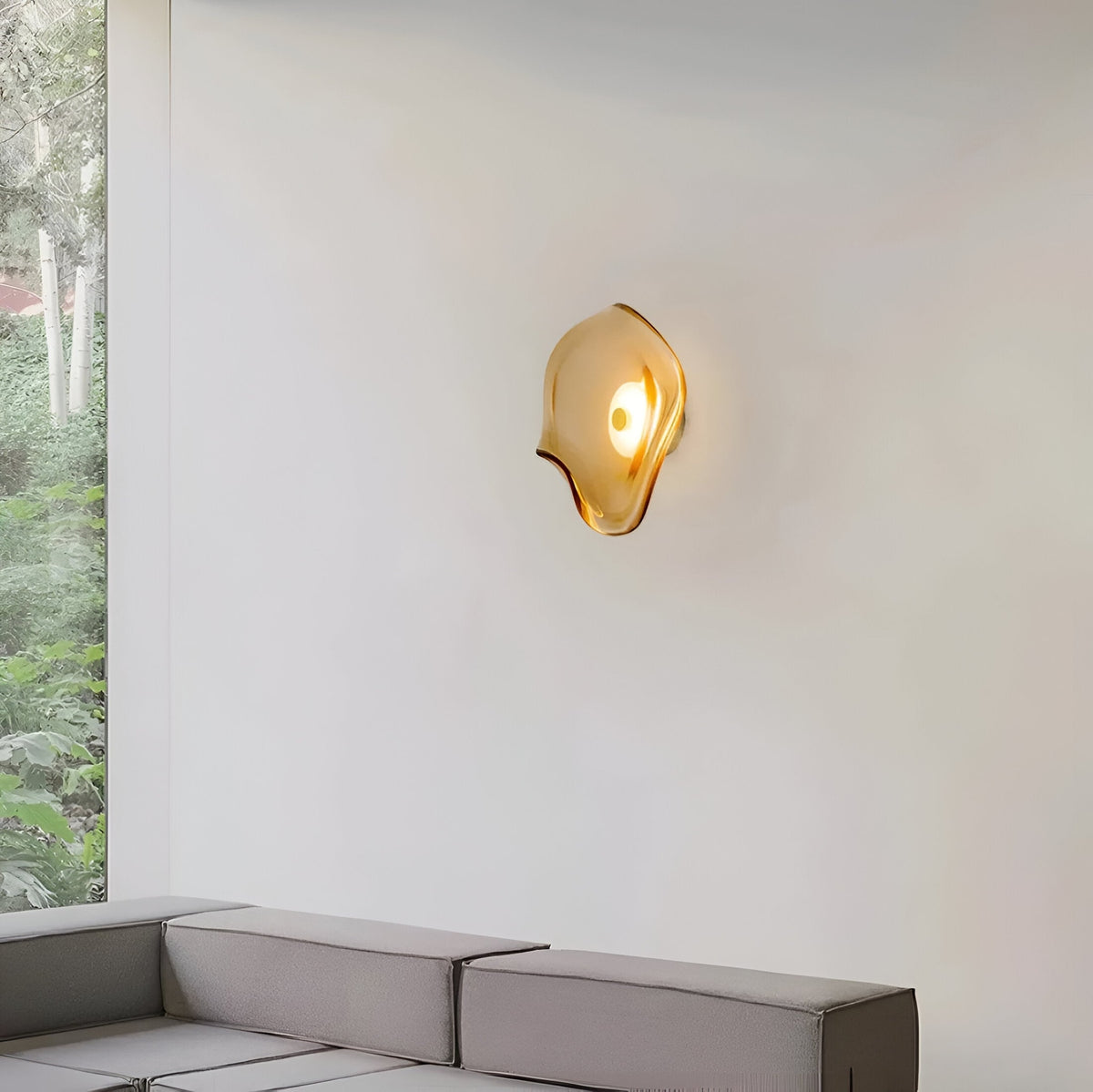 Sculpted Curved Glass Wall Sconce with Up and Down Glow