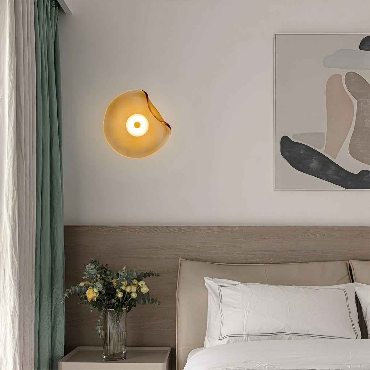 Sculpted Curved Glass Wall Sconce with Up and Down Glow