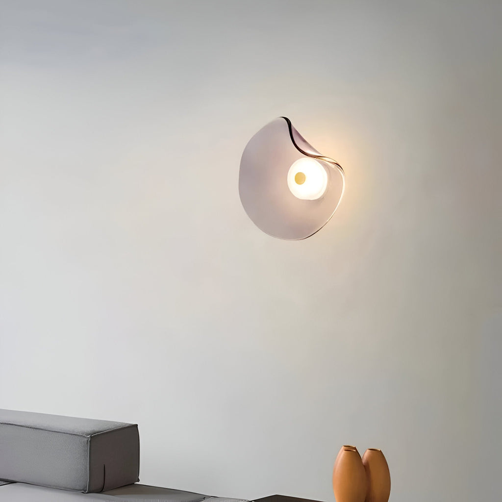Sculpted Curved Glass Wall Sconce with Up and Down Glow