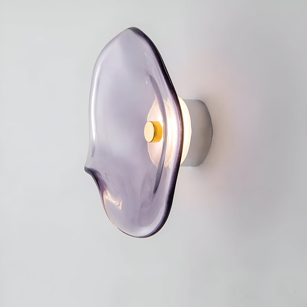 Sculpted Curved Glass Wall Sconce with Up and Down Glow