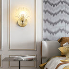 Seashell Wall Sconce with Clear Ribbed Shell Shade and Brass Finish Arm