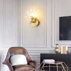 Seashell Wall Sconce with Clear Ribbed Shell Shade and Brass Finish Arm