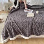 Sherpa Fleece Weighted Blanket with Cable Knit Texture for Bed