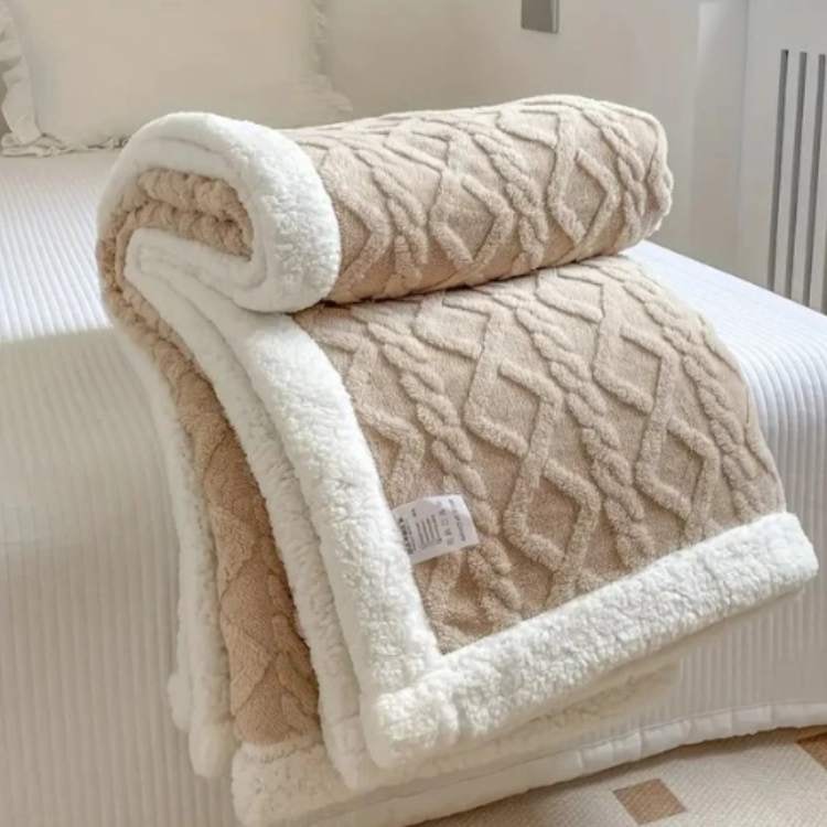 Sherpa Fleece Weighted Blanket with Cable Knit Texture for Bed
