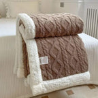 Sherpa Fleece Weighted Blanket with Cable Knit Texture for Bed