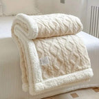 Sherpa Fleece Weighted Blanket with Cable Knit Texture for Bed