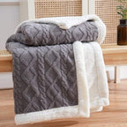 Sherpa Fleece Weighted Blanket with Cable Knit Texture for Bed