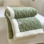 Sherpa Fleece Weighted Blanket with Cable Knit Texture for Bed