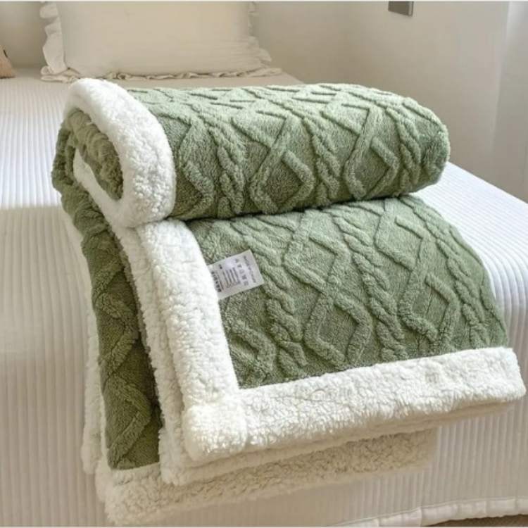 Sherpa Fleece Weighted Blanket with Cable Knit Texture for Bed