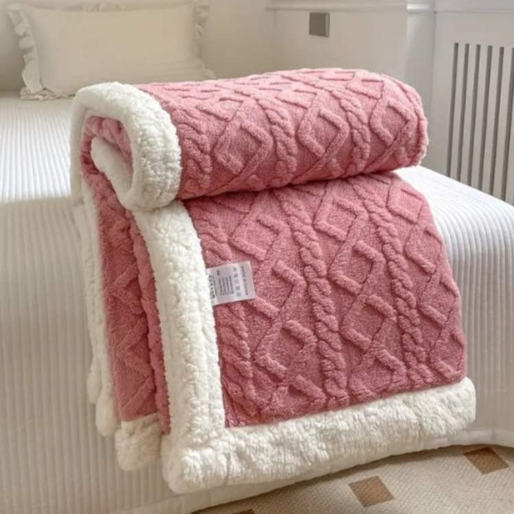 Sherpa Fleece Weighted Blanket with Cable Knit Texture for Bed