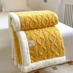 Sherpa Fleece Weighted Blanket with Cable Knit Texture for Bed