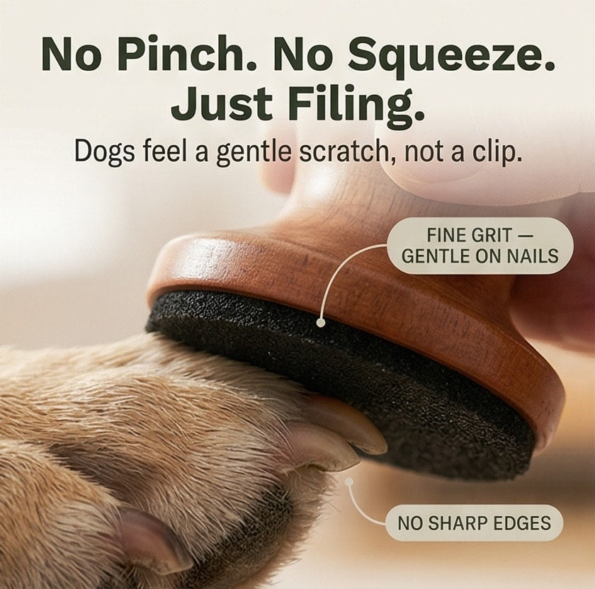 Silent Wooden Dog Nail File with Replaceable Sanding Pads