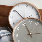 Silent Wooden Wall Clock with Minimalist Dial for Living Room