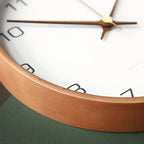 Silent Wooden Wall Clock with Minimalist Dial for Living Room