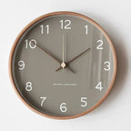 Silent Wooden Wall Clock with Minimalist Dial for Living Room