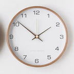 Silent Wooden Wall Clock with Minimalist Dial for Living Room