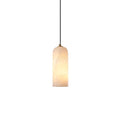 Slim Alabaster Cylinder Pendant Light with Solid Brass Canopy for Kitchen Island