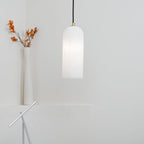 Slim Alabaster Cylinder Pendant Light with Solid Brass Canopy for Kitchen Island