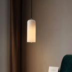 Slim Alabaster Cylinder Pendant Light with Solid Brass Canopy for Kitchen Island