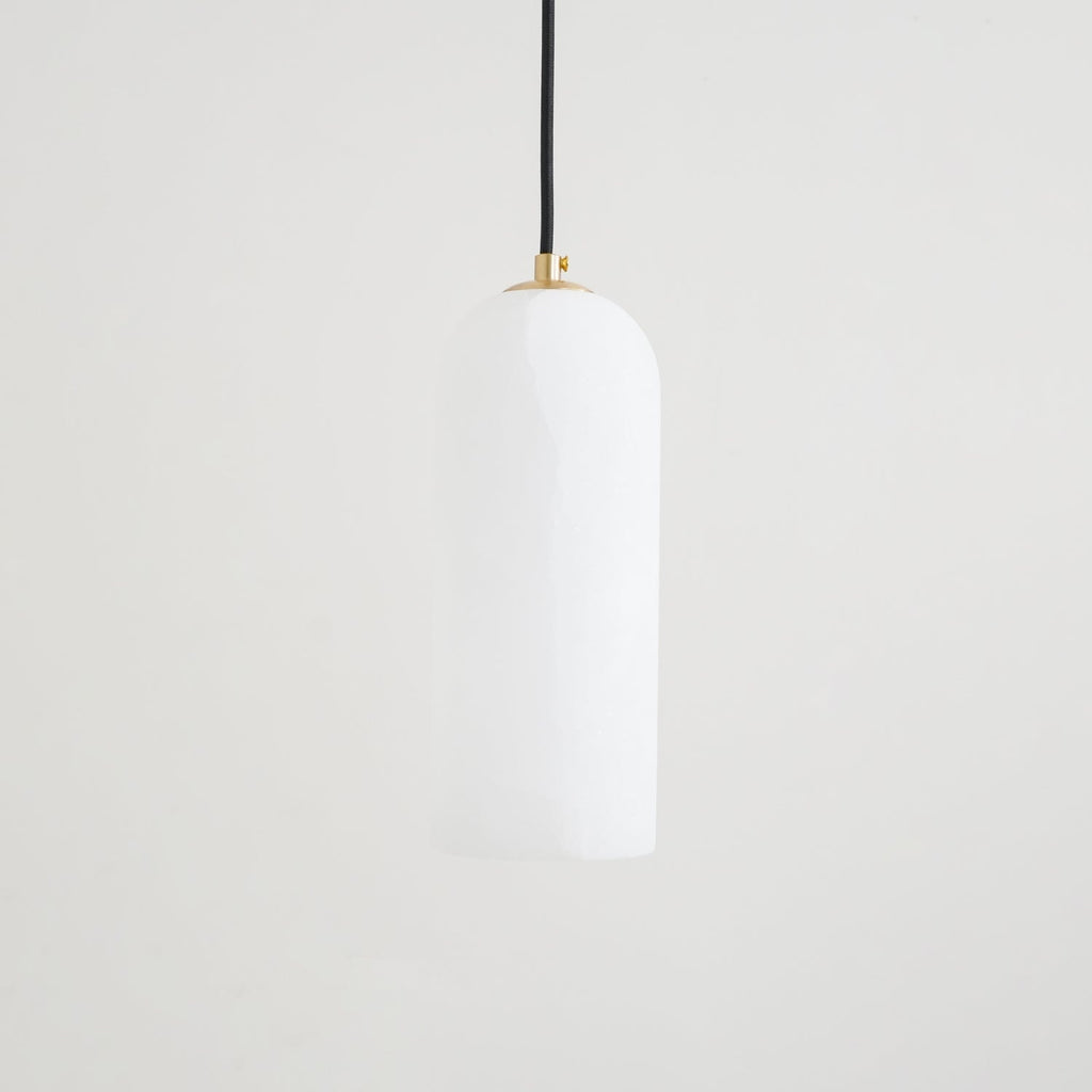 Slim Alabaster Cylinder Pendant Light with Solid Brass Canopy for Kitchen Island