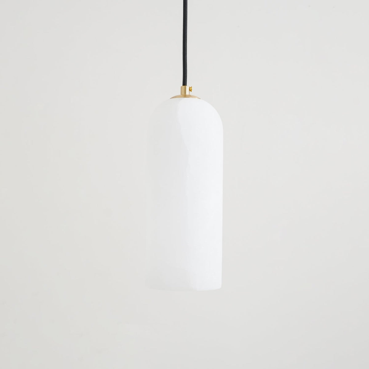 Slim Alabaster Cylinder Pendant Light with Solid Brass Canopy for Kitchen Island