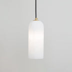 Slim Alabaster Cylinder Pendant Light with Solid Brass Canopy for Kitchen Island