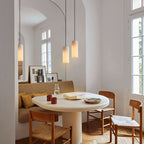 Slim Alabaster Cylinder Pendant Light with Solid Brass Canopy for Kitchen Island