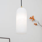 Slim Alabaster Cylinder Pendant Light with Solid Brass Canopy for Kitchen Island