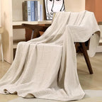 Soft Cotton Muslin Throw Blanket with Breathable Crinkle Texture for Sofa