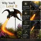 Solar Dragon Garden Light with Fiery LED Flame Effect for Yard and Pathway