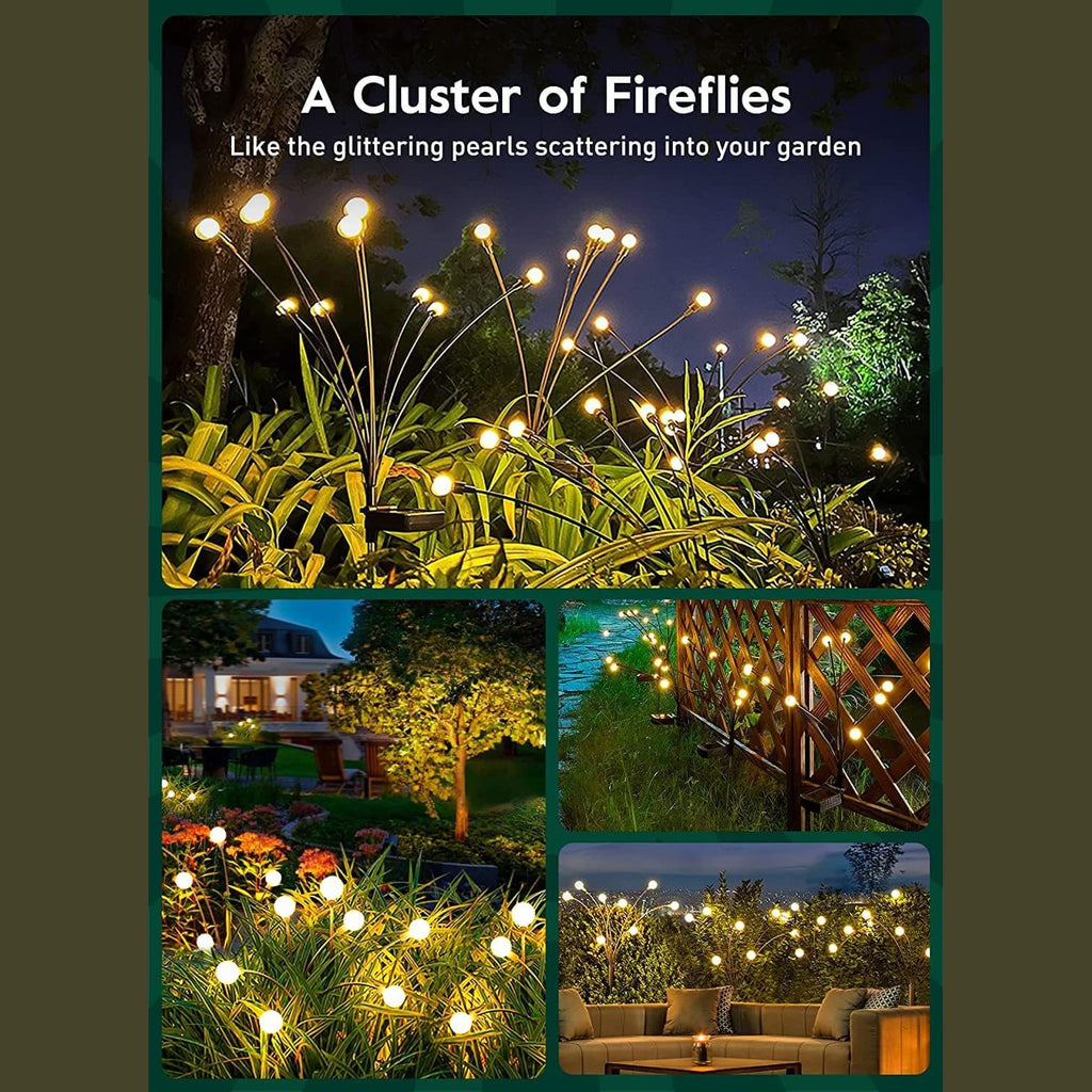 Solar Firefly Garden Stake Lights with Swaying Stems for Outdoor Pathways