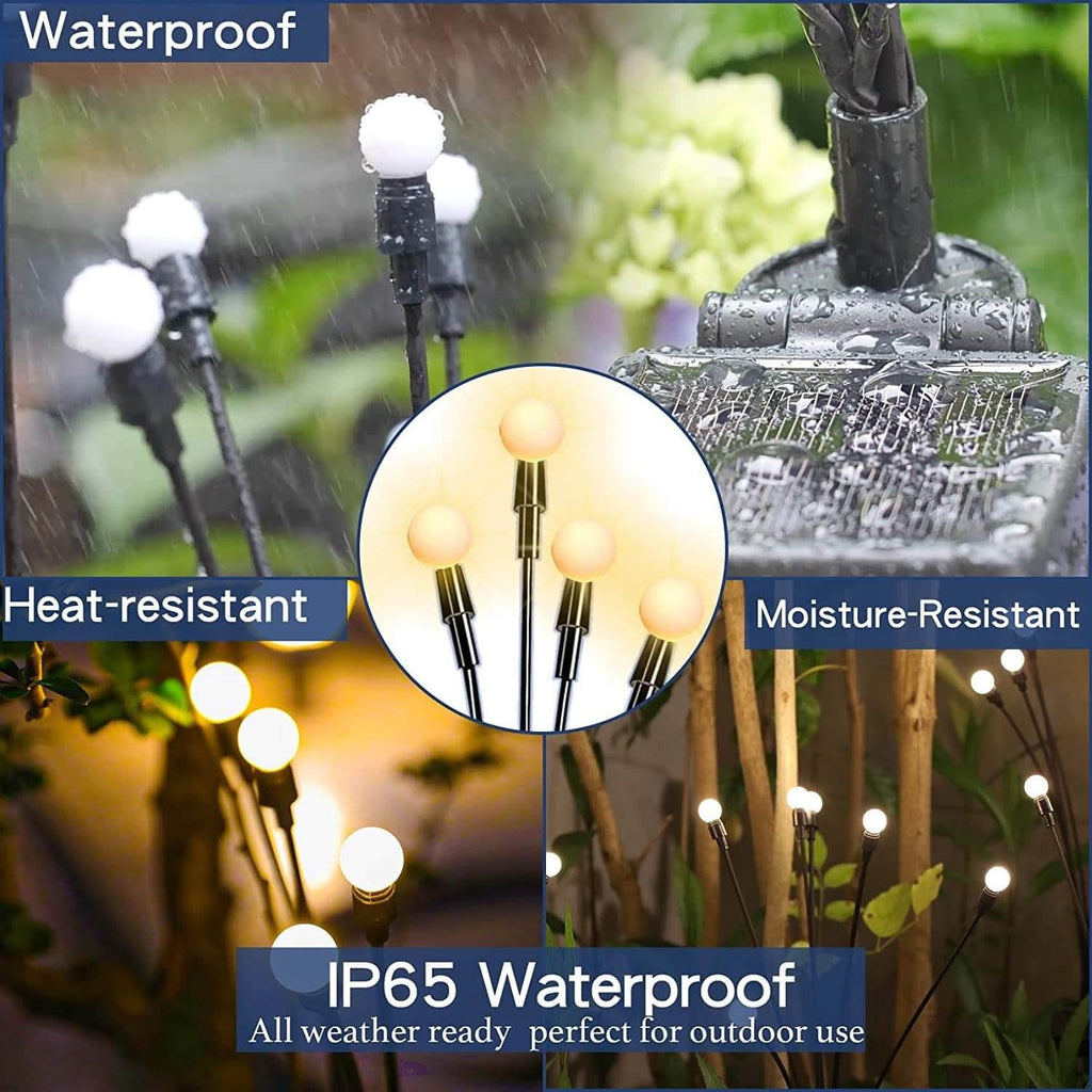 Solar Firefly Garden Stake Lights with Swaying Stems for Outdoor Pathways